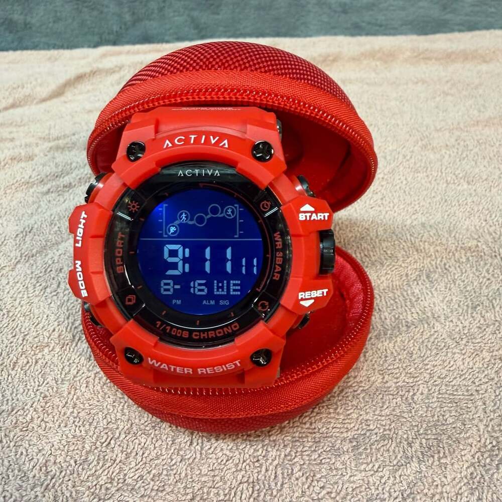 NWT Activa Sport Watch Digital Red Resin Chronograph ACW-GA-M-104